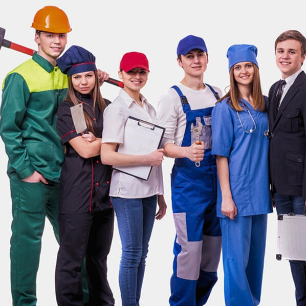 Diverse Ondernemers met AI-oplossingen Groep lokale ondernemers zoals kappers, coaches en bouwvakkers, geholpen door DigiBuur’s AI-automatisering